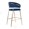 Stainless steel titanium blue linen bar stool